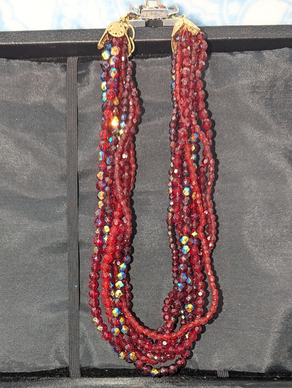 Red Multi-Strand Crystal Necklace